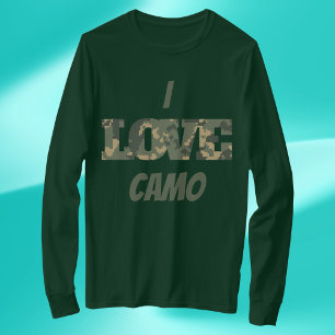 Ik hou van camouflage groen bruin   t-shirt
