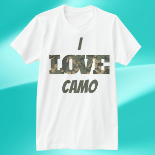 Ik hou van camouflage groen bruin t-shirt