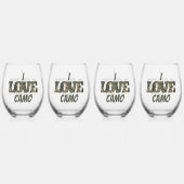 Ik hou van camouflage groen bruin wijnglas zonder voet (Voorkant)