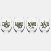 Ik hou van camouflage groen bruin wijnglas zonder voet (Achterkant)