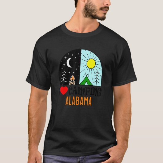 Ik hou van Camping Alabama America buitenshuis Nat T-shirt (Voorkant)