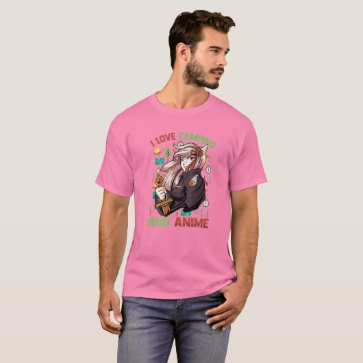 Ik hou van Camping en Anime - Kawaii Cute - Manga  T-shirt (Voorkant volledig)