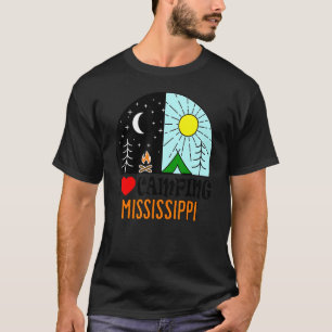 Ik hou van Camping Mississippi America Outdoor Nat T-shirt