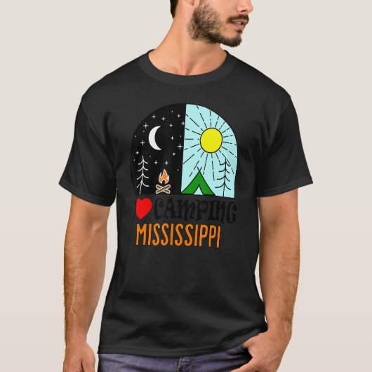 Ik hou van Camping Mississippi America Outdoor Nat T-shirt (Voorkant)