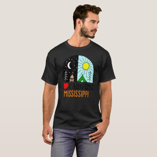 Ik hou van Camping Mississippi America Outdoor Nat T-shirt (Voorkant volledig)