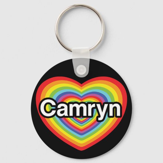 Ik hou van Camryn: regenbooghart Sleutelhanger (Voorkant)