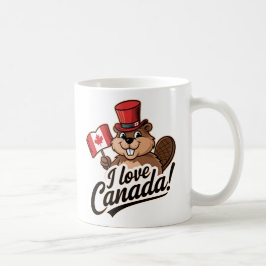Ik hou van Canada Beaver Design Koffiemok (Rechts)