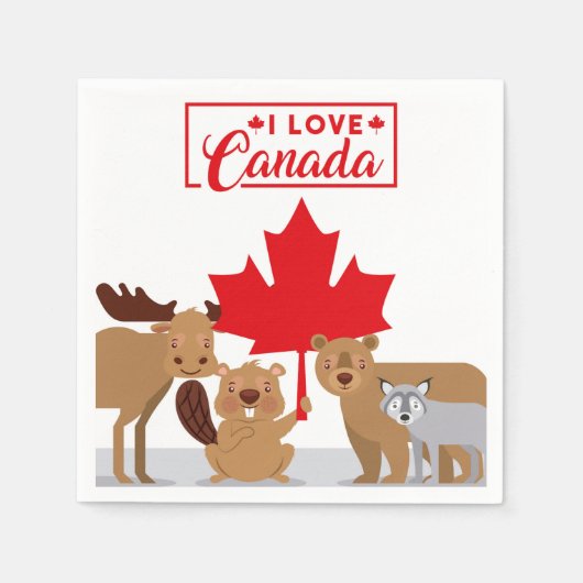 Ik hou van Canada Eland Bever Beer Wolf | Canada D Servet (Voorkant)
