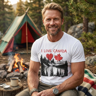 Ik hou van Canada. Hart. Canadese esdoornblad. T-shirt