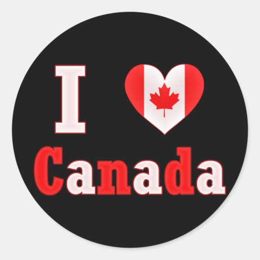 Ik hou van Canada Maple Leaf Heart Ronde Sticker (Voorkant)