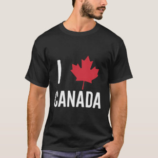 Ik hou van Canada met rood esdoornblad hart T-shir T-shirt