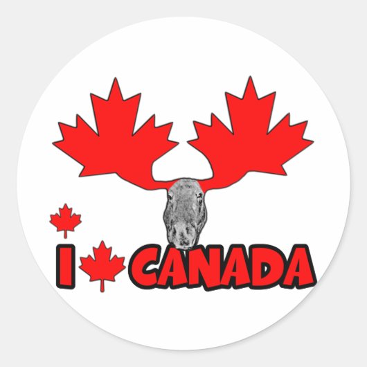 Ik hou van Canada Ronde Sticker (Voorkant)