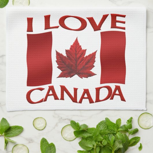 Ik hou van Canada Souvenir Towel Canada Tea Towel  Theedoek (Gevouwen)