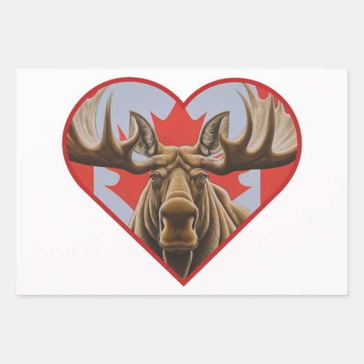 Ik hou van Canada - Trotse Canadese Moose en Maple Inpakpapier Vel (Voorkant)