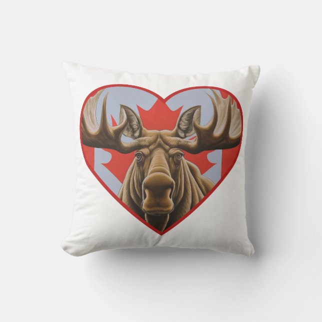 Ik hou van Canada - Trotse Canadese Moose en Maple Kussen (Voorkant)