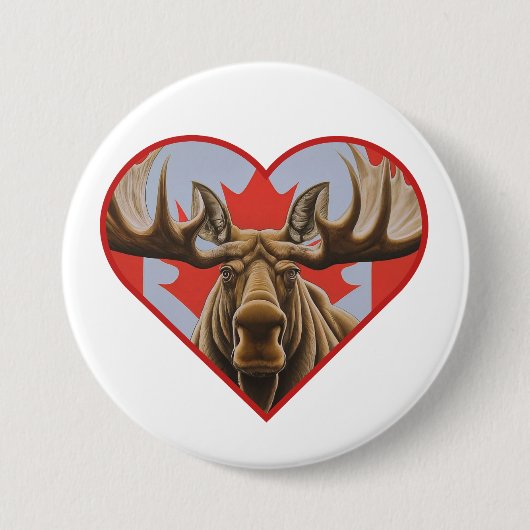 Ik hou van Canada - Trotse Canadese Moose en Maple Ronde Button 7,6 Cm (Voorkant)