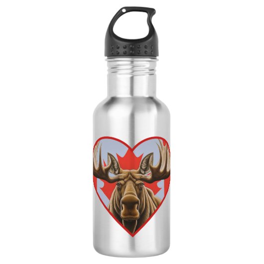 Ik hou van Canada - Trotse Canadese Moose en Maple Waterfles (Voorkant)