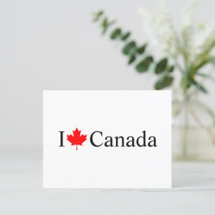 Ik hou van Canada typografie met rode esdoorn blad Briefkaart