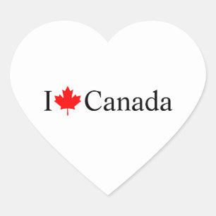 Ik hou van Canada typografie met rode esdoorn blad Hart Sticker