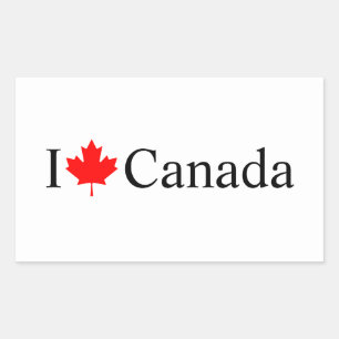 Ik hou van Canada typografie met rode esdoorn blad Rechthoekige Sticker