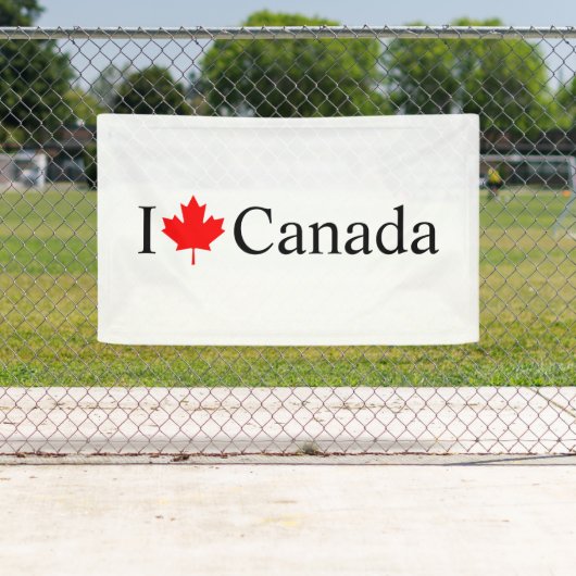 Ik hou van Canada typografie met rode esdoorn blad Spandoek (Insitu)