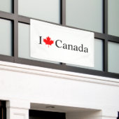 Ik hou van Canada typografie met rode esdoorn blad Spandoek (Buitenkant Gebouw)
