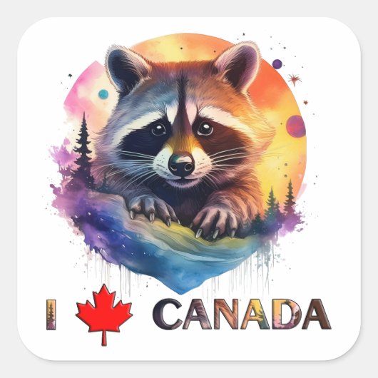 Ik hou van Canada Vierkante Sticker (Voorkant)