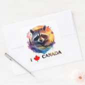 Ik hou van Canada Vierkante Sticker (Envelop)