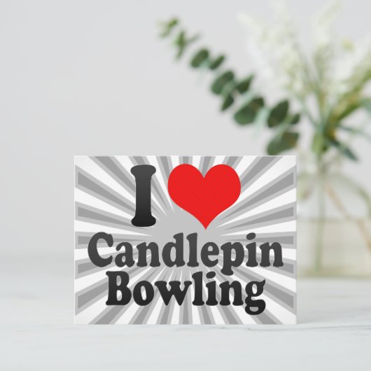 Ik hou van Candlepin Bowling Briefkaart (Staand voorkant)