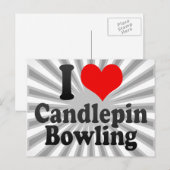 Ik hou van Candlepin Bowling Briefkaart (Voorkant / Achterkant)