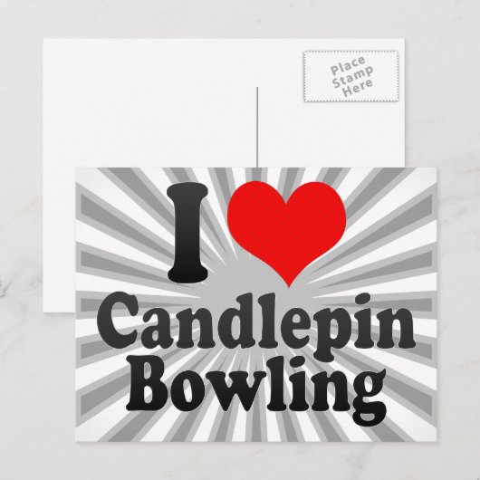 Ik hou van Candlepin Bowling Briefkaart (Voorkant / Achterkant)