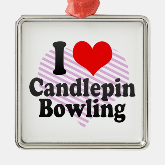 Ik hou van Candlepin Bowling Metalen Ornament (Voorkant)