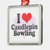 Ik hou van Candlepin Bowling Metalen Ornament (Links)
