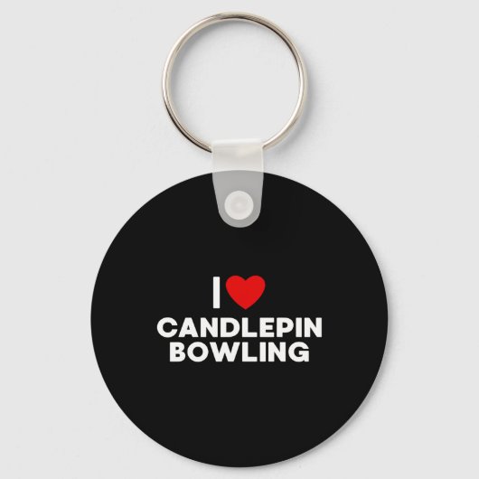 Ik hou van Candlepin Bowling T Shirt Sleutelhanger (Voorkant)