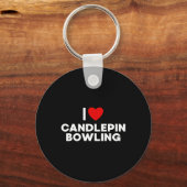 Ik hou van Candlepin Bowling T Shirt Sleutelhanger (Voorkant)