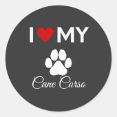 Ik hou van Cane Corso aangepaste naam Ronde Sticker (Voorkant)