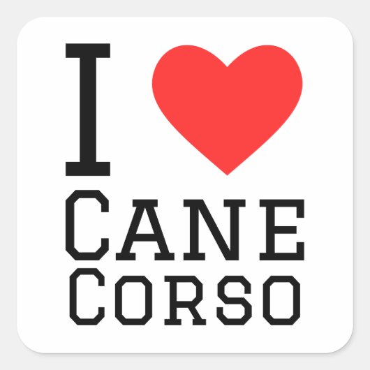 Ik hou van cane corso vierkante sticker (Voorkant)