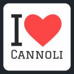 Ik hou van cannoli vierkante sticker<br><div class="desc">Ik hou van cannoli,  voor dessertliefhebbers</div>
