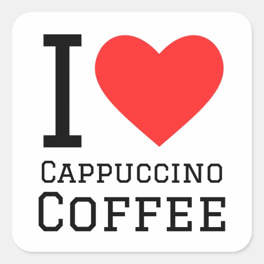 Ik hou van cappuccino koffie vierkante sticker (Voorkant)