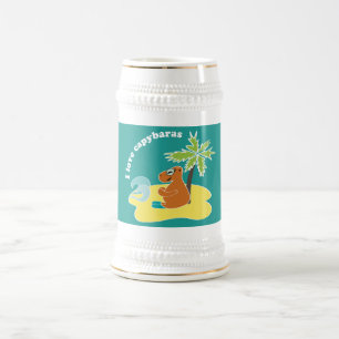 Ik hou van capybara's Tropisch strand kunst Bierpul