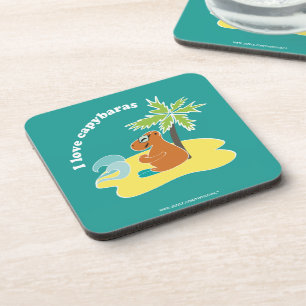 Ik hou van capybara's Tropisch strand kunst Drankjes Onderzetter