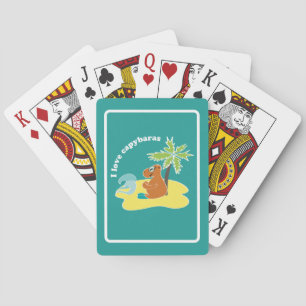 Ik hou van capybara's Tropisch strand kunst Pokerkaarten