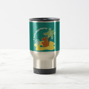 Ik hou van capybara's Tropisch strand kunst Reisbeker
