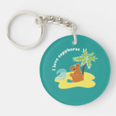 Ik hou van capybara's Tropisch strand kunst Sleutelhanger (Voorkant)