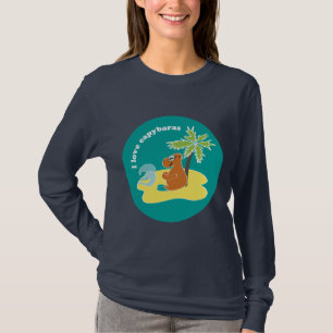 Ik hou van capybara's Tropisch strand kunst T-shirt