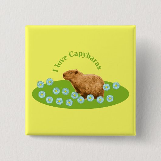 Ik hou van Capybaras Vierkante Button 5,1 Cm (Voorkant)