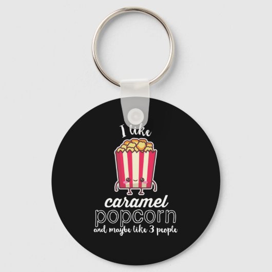 Ik hou van Caramel Popcorn en misschien als 3 mens Sleutelhanger (Voorkant)