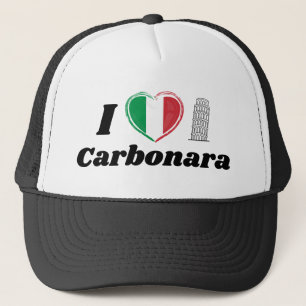 Ik hou van Carbonara Italiaanse hart vlag trucker Pet