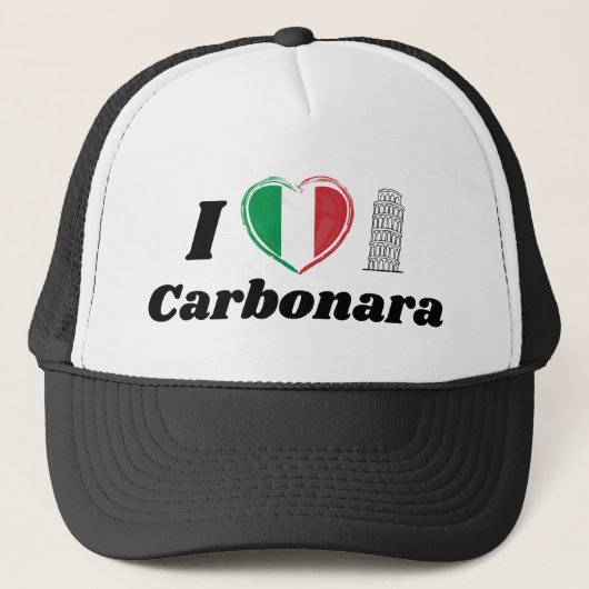 Ik hou van Carbonara Italiaanse hart vlag trucker Pet (Voorkant)