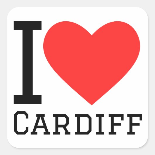 Ik hou van cardiff vierkante sticker (Voorkant)